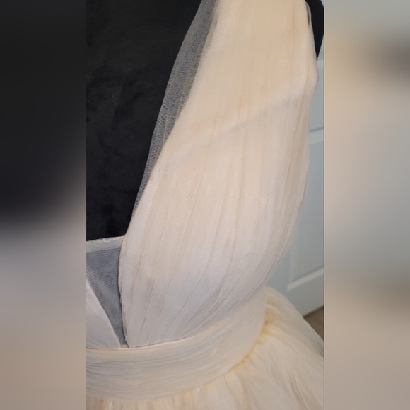 Elegant Cream Layered Tulle Evening Gown - Picture 7 of 16